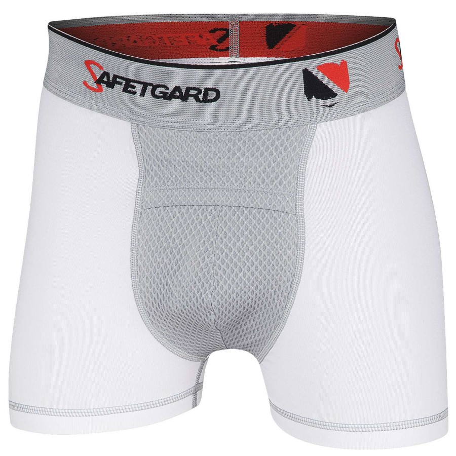 Sports * | Clearance Safetgard Youth'S Boxer Briefs With Cage Cup White