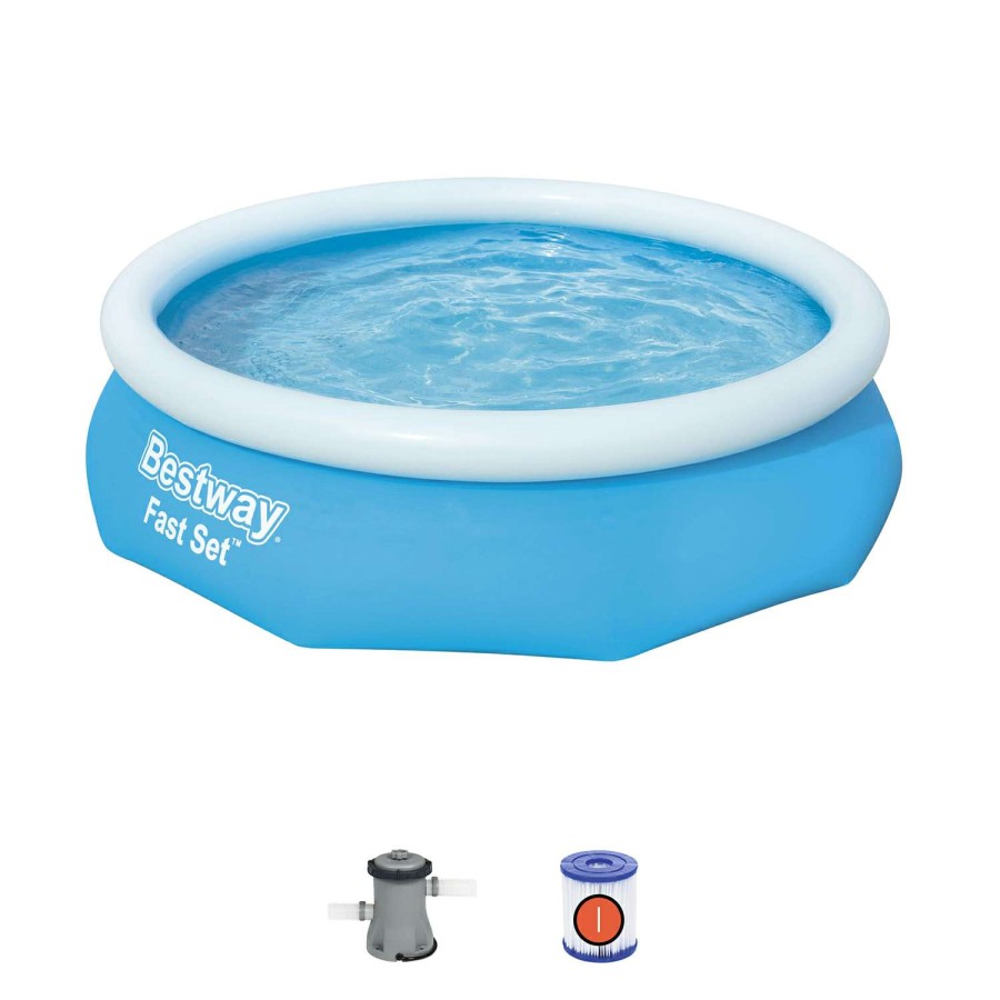 Outdoors * | Best Sale Bestway Fast Set 10 X 30 Round Inflatable Pool Set Original