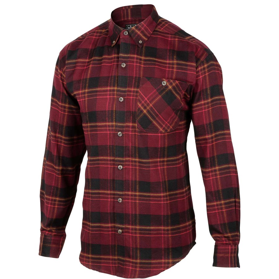 Apparel * | Fashion Canyon Guide Men'S Long-Sleeve Flannel Shirt Burgundy Plaid