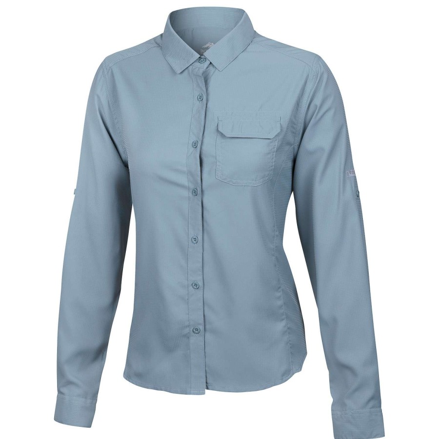 Apparel * | Crazy Deals Pacific Trail Women'S Long-Sleeve Roll-Up Shirt Jade