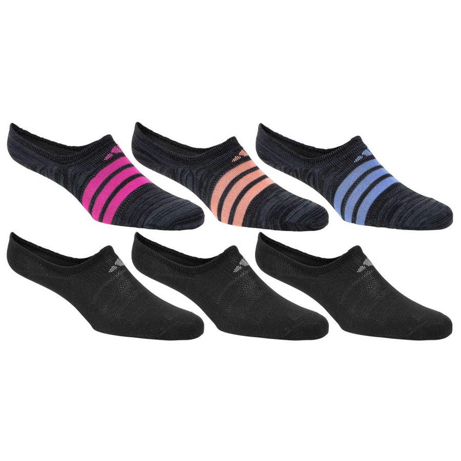 Apparel * | Discounts Adidas Women'S Superlite Super No-Show Socks 6-Pack Black Assorted