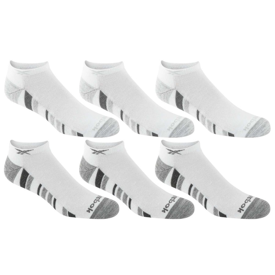 Apparel * | Online Reebok Men'S Vector Low-Cut Socks 6-Pack White