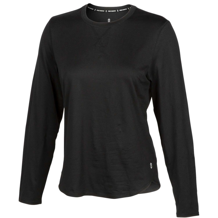 Apparel * | Top Selling Free Country Women'S All Day Crew Neck Long-Sleeve Top Black