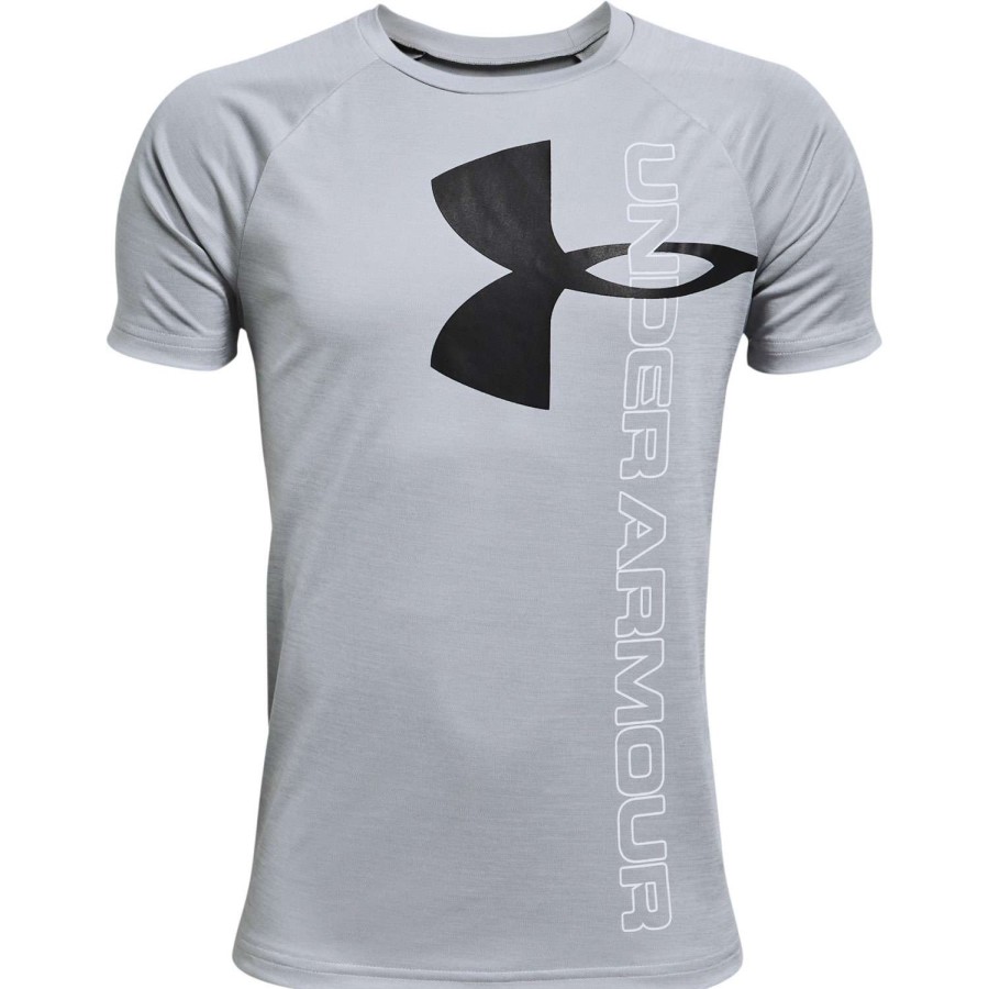 Apparel * | Excellent Quality Under Armour Boys' Split Logo Tech T-Shirt Gray/Black