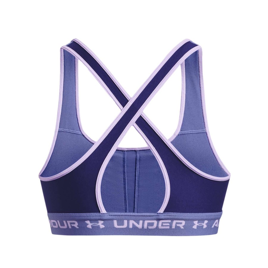 Apparel * | Outlet Under Armour Women'S Crossback Mid Sports Bra Blue Combo