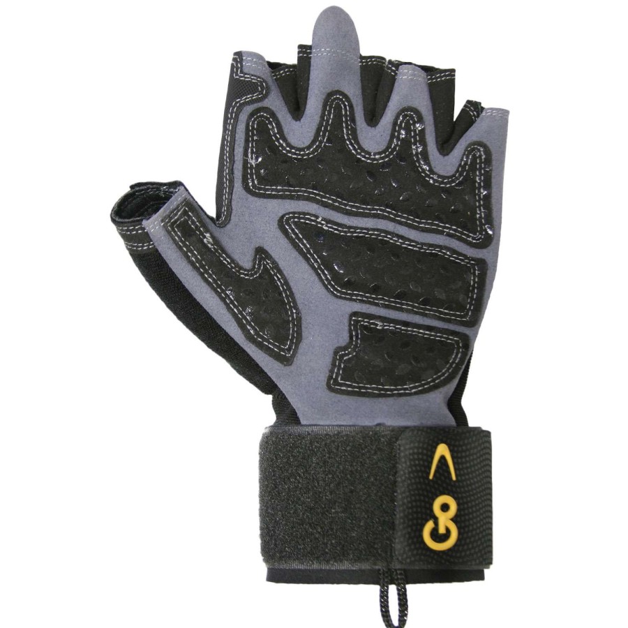 Fitness * | Best Sale Gofit Men'S Diamond-Tac Wrist Wrap Gloves Black/Gray