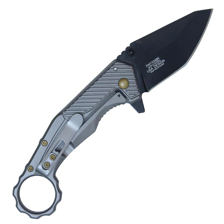 Fishing & Hunting * | Online Wartech Pwt334 Assisted-Open Knife Black