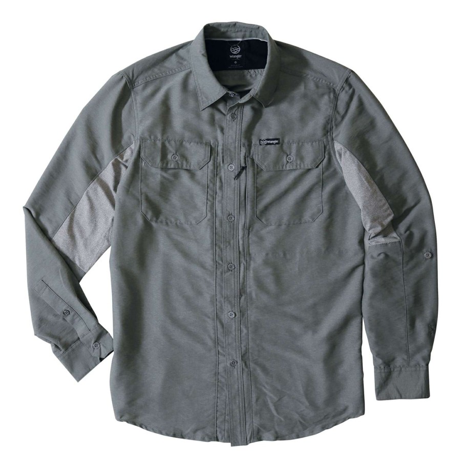 Apparel * | Top Selling Wrangler Men'S Reinforced Utility Shirt Gray