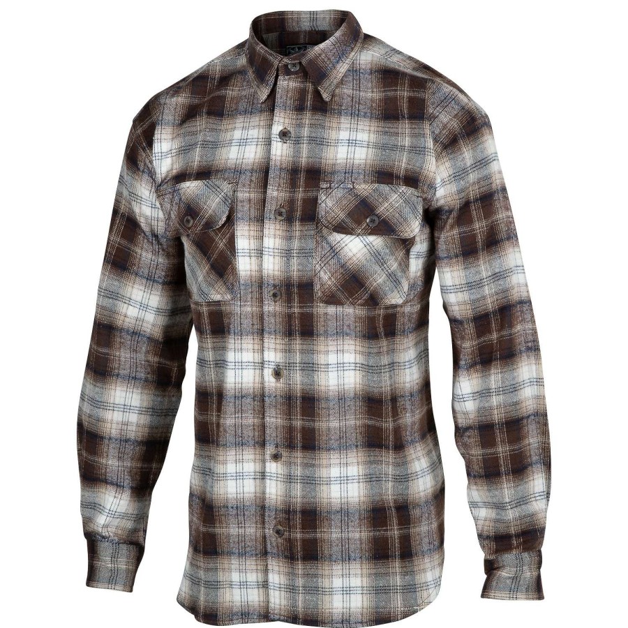 Apparel * | Discount Sale Canyon Guide Men'S Brawny Weight Long-Sleeve Flannel Shirt Brown Combo