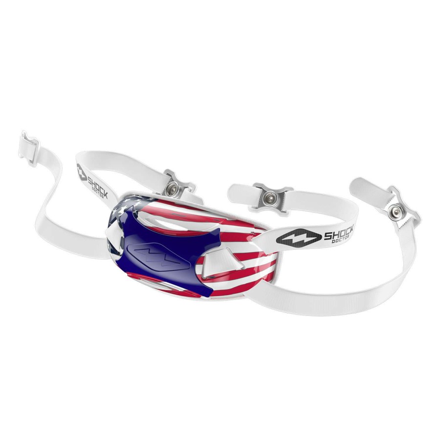 Sports * | Outlet Shock Doctor Adult Showtime Football Chinstrap American Flag Red/White/Blue