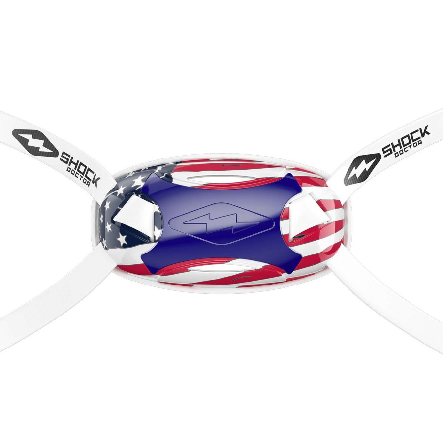 Sports * | Outlet Shock Doctor Adult Showtime Football Chinstrap American Flag Red/White/Blue