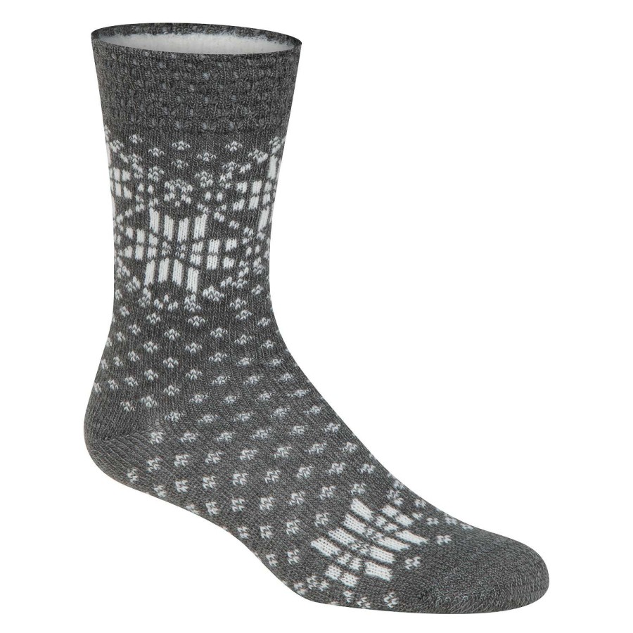 Apparel * | Original Fireside Women'S Cozy Mid-Calf Socks White/Charcoal