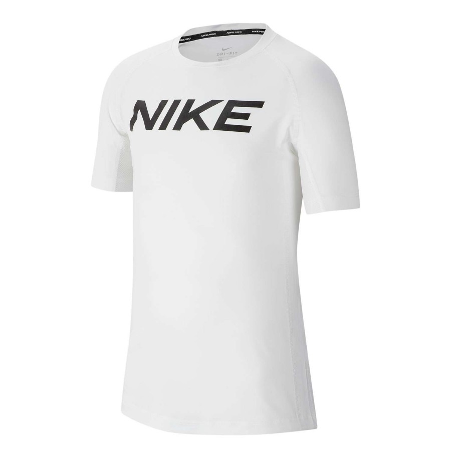 Apparel * | Online Discount Nike Boys' Pro Short-Sleeve Graphic Training Top White Combo