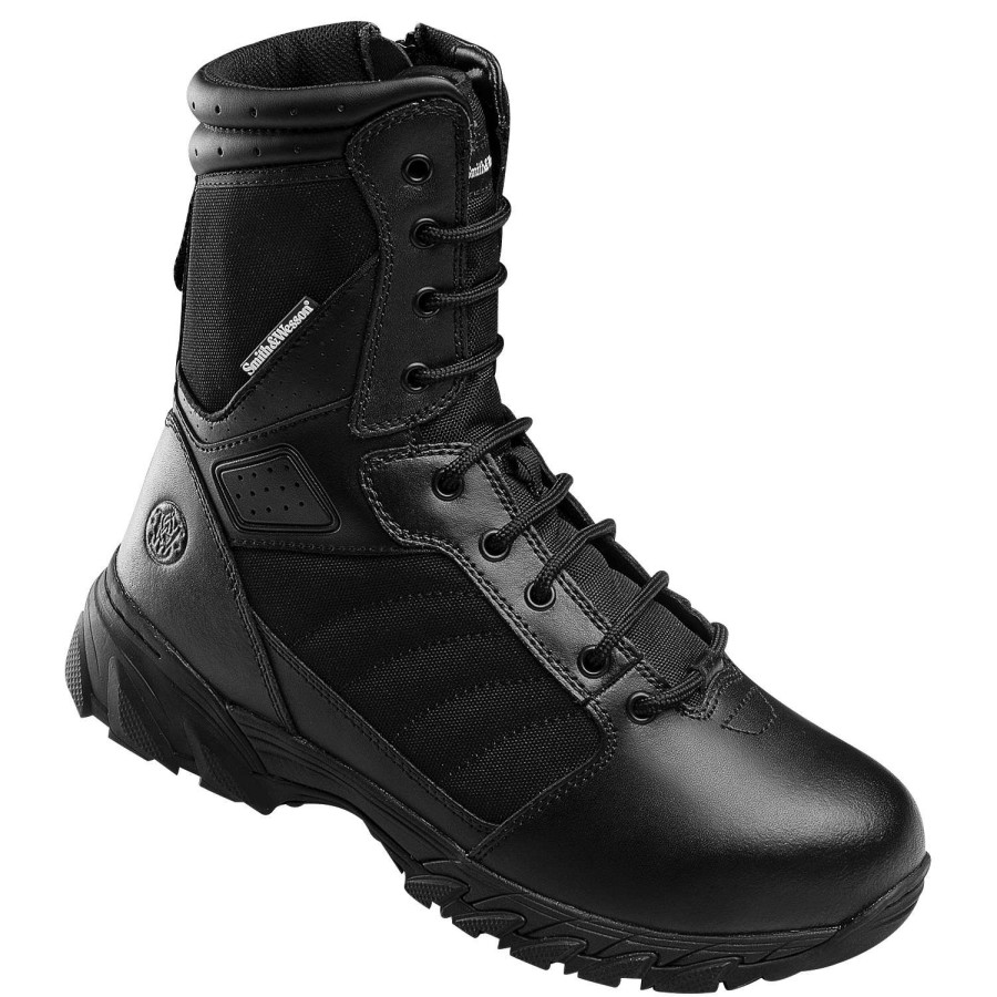 Footwear * | Low Price Smith & Wesson Breach Vsx 8 Side Zip Men'S Tactical Boots Black