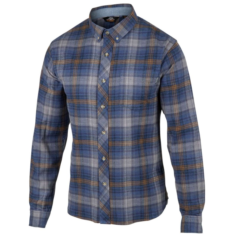 Apparel * | Clearance Pacific Trail Men'S Stretch Flannel Plaid Shirt Blue Plaid