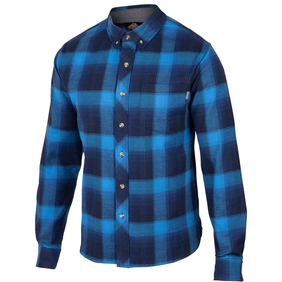 Apparel * | Clearance Pacific Trail Men'S Stretch Flannel Plaid Shirt Blue Plaid