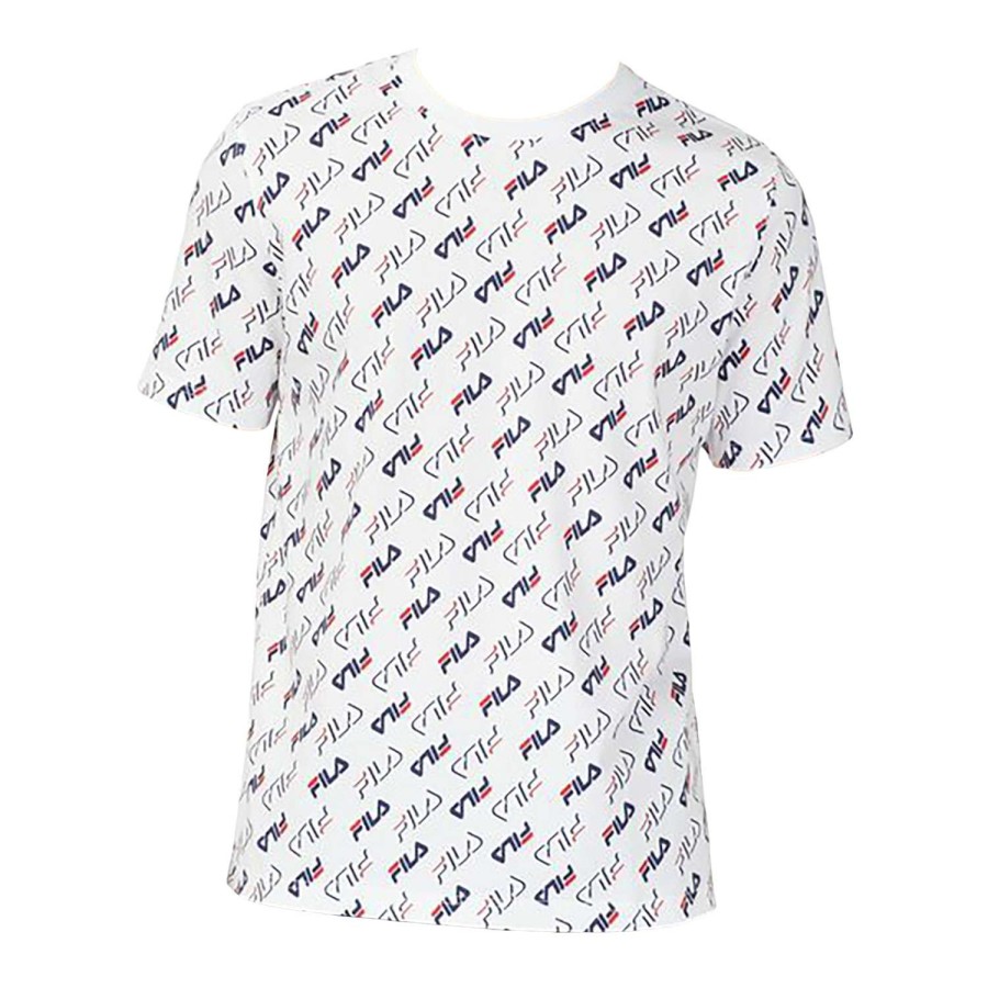 Apparel * | Original Fila Men'S Dominik All-Over Print Tee White/Red/Navy