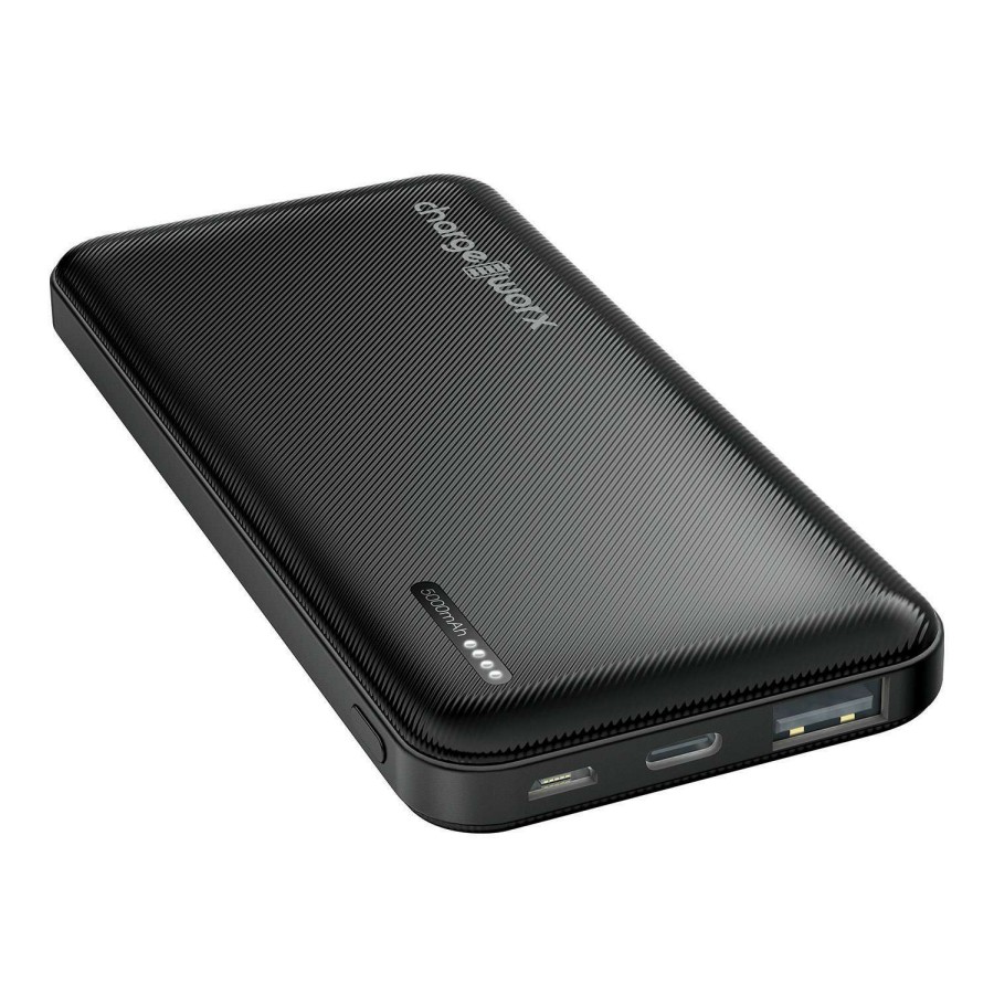 Outdoors * | Clearance Chargeworx Super Slim 5000 Mah Power Bank Black