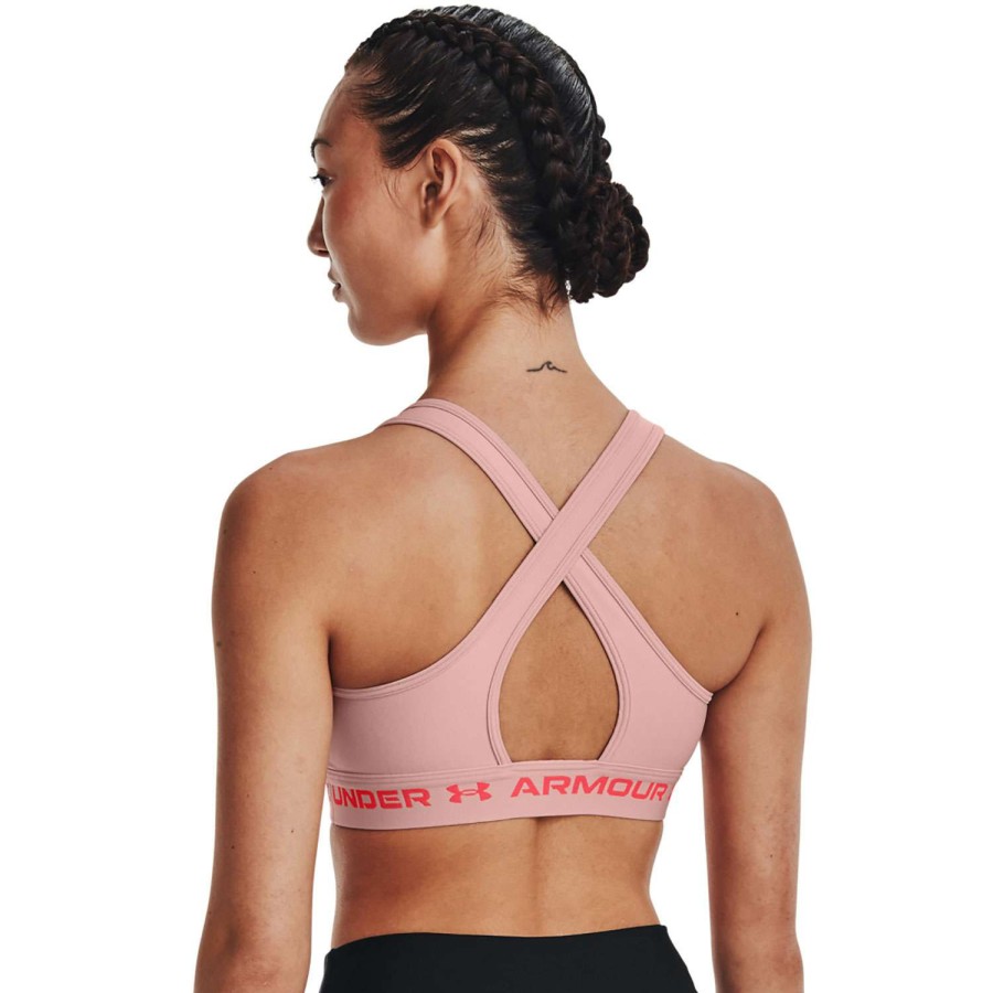 Apparel * | Cut Price Under Armour Women'S Armour Crossback Heather Sports Bra Light Pink