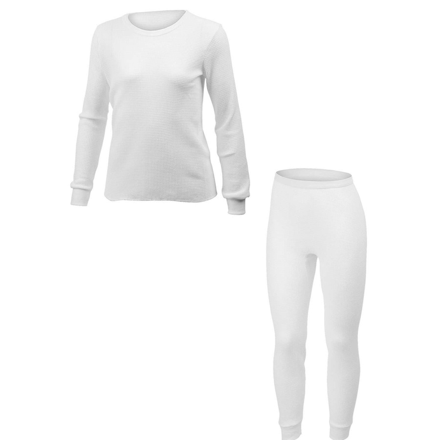 Apparel * | Hot Sale Indera Mills Girls' 2-Piece Baselayer Set White