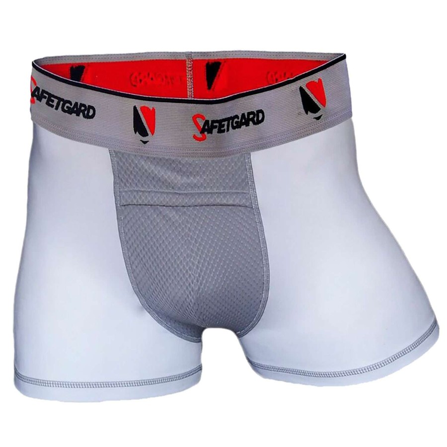 Sports * | Low Price Safetgard Adult'S Boxer Briefs With Cage Cup White