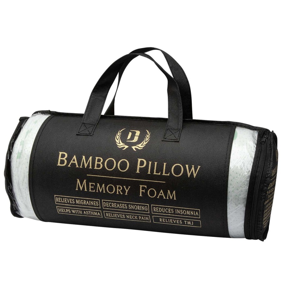 Outdoors * | Best Sale Dahdoul Bamboo Memory Foam Queen Pillow White