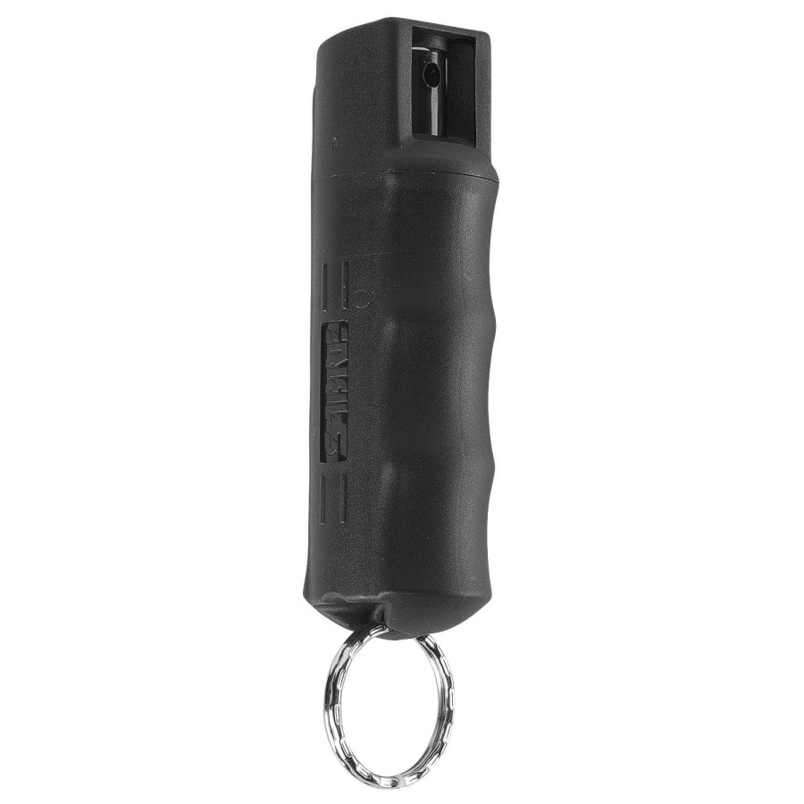 Outdoors * | Clearance Sabre 3-In-1 Key Case Pepper Spray With Key Ring Black