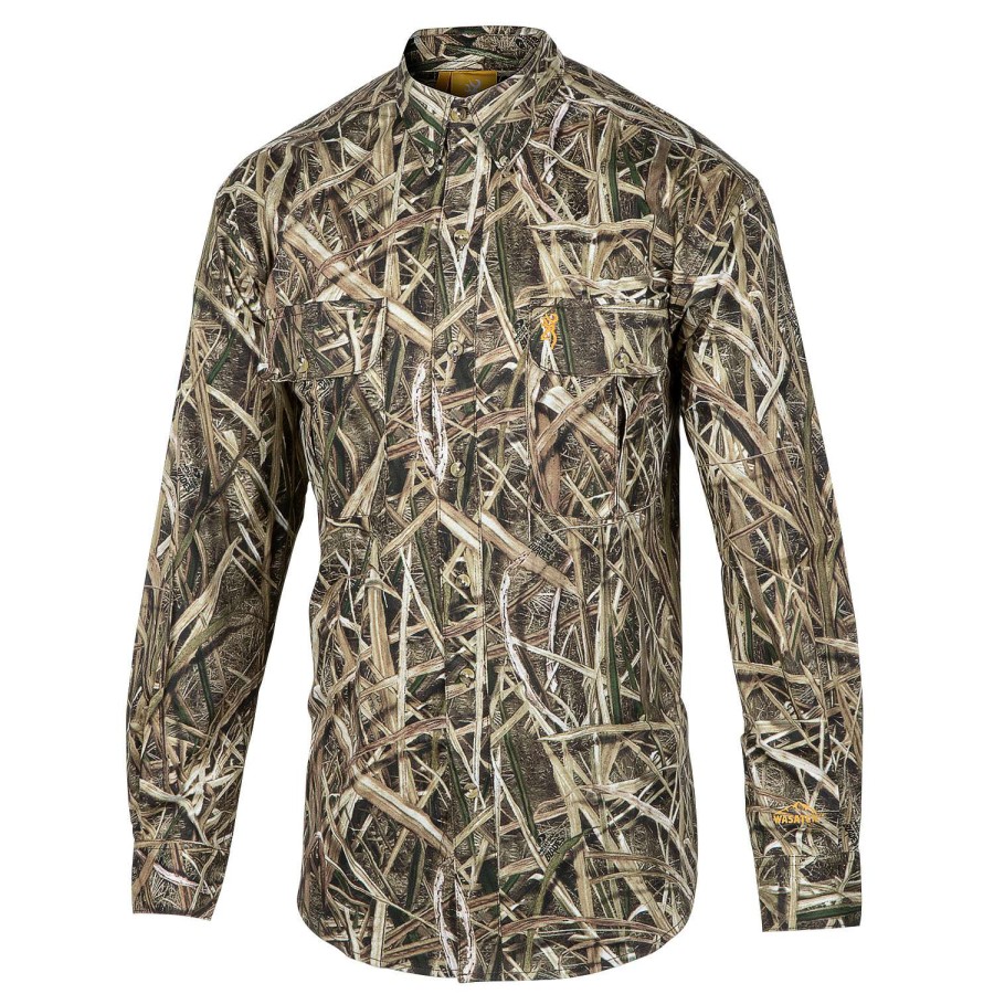 Fishing & Hunting * | Best Sale Browning Men'S Wasatch Camo Button-Up Hunting Shirt Mossy Oak Sg Habitat