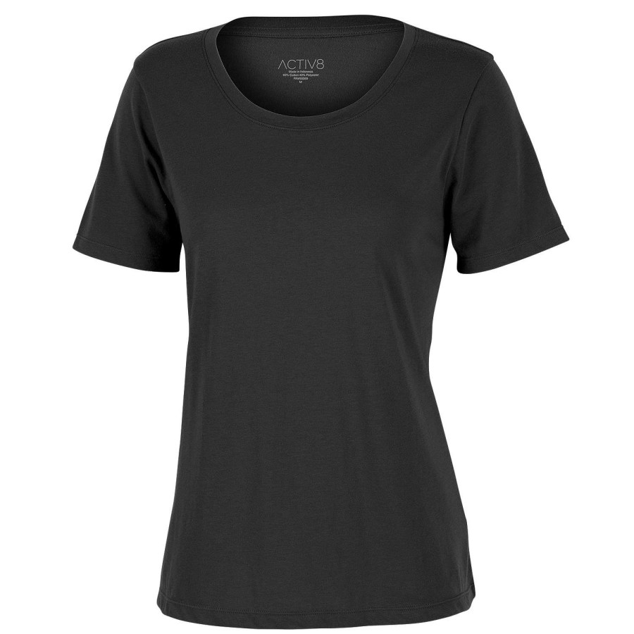 Apparel * | Original Activ8 Women'S Peaceful Cotton Short-Sleeve Tee Black