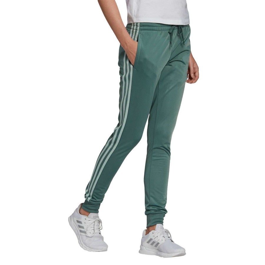 Apparel * | Cut Price Adidas Women'S Essentials 3-Stripe Cuffed Pants Emerald