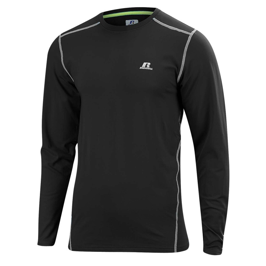 Apparel * | Cut Price Russell Athletic Men'S Long-Sleeve Arctic Fitted Crew Shirt Black