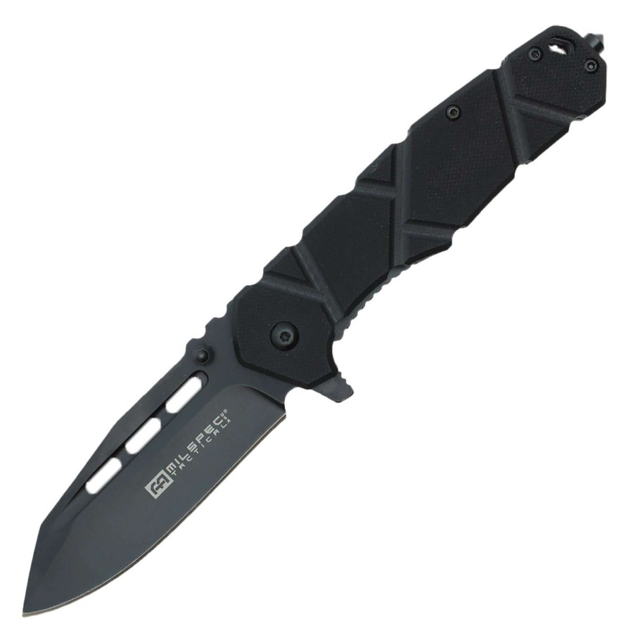 Fishing & Hunting * | Promotion Wartech Pwt396 4.75 Spring-Assisted Folding Knife Black