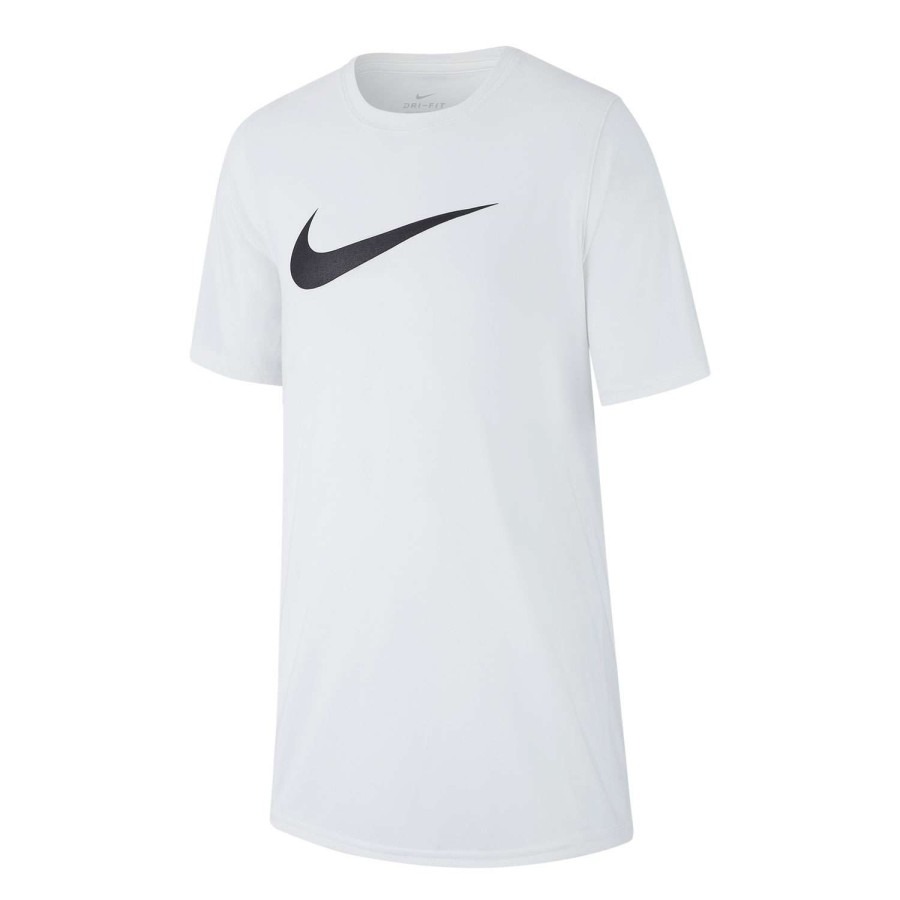 Apparel * | Discount Sale Nike Boys' Dri-Fit Swoosh Training T-Shirt White