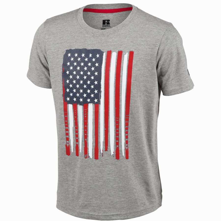 Apparel * | Clearance Russell Athletic Boys' Americana Tee Gray