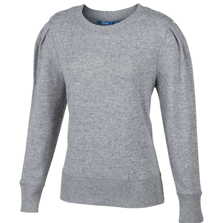 Apparel * | Online Fresh Loungewear Women'S Brushed Hacci Top Gray