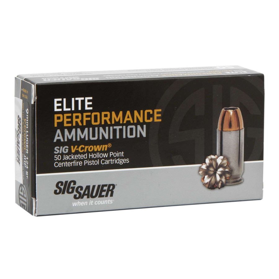 Fishing & Hunting * | Excellent Quality Sig Sauer Elite Performance V-Crown 9Mm Ammunition 50 Rounds Original