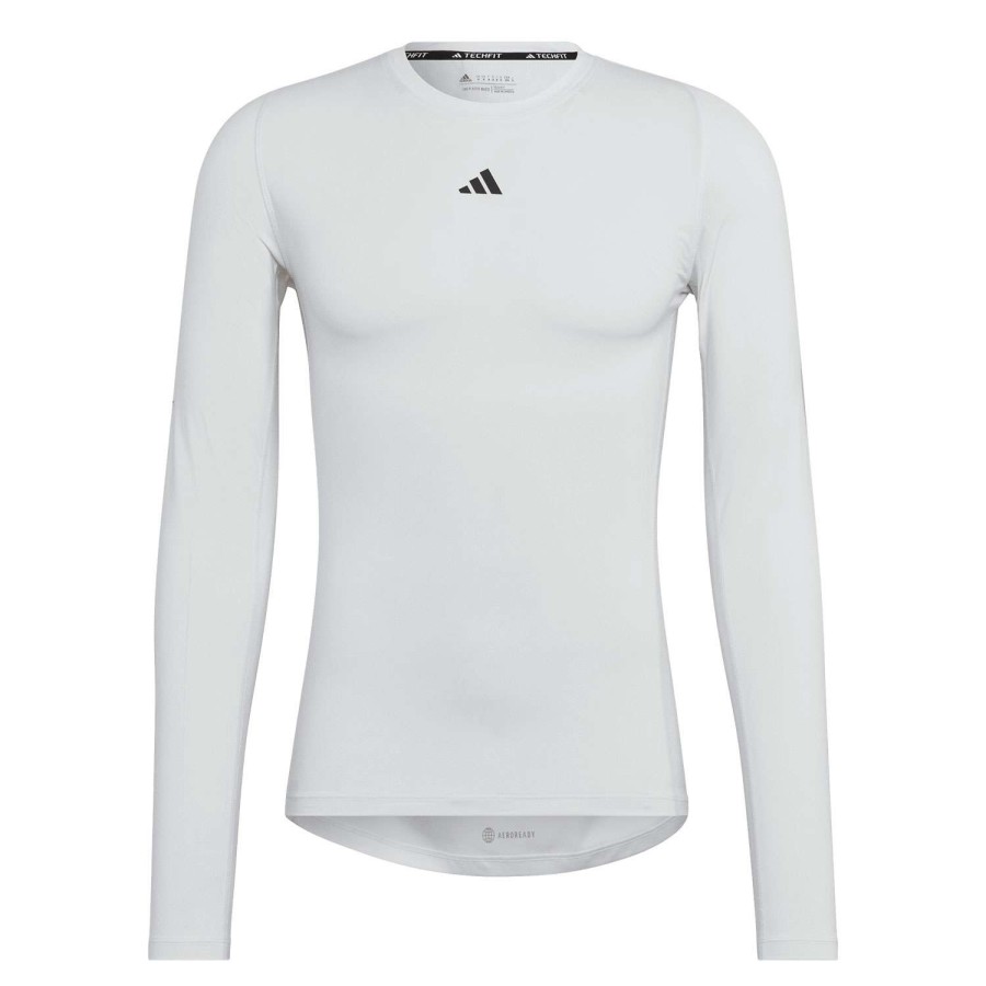 Apparel * | Excellent Quality Adidas Men'S Techfit Long-Sleeve Top White