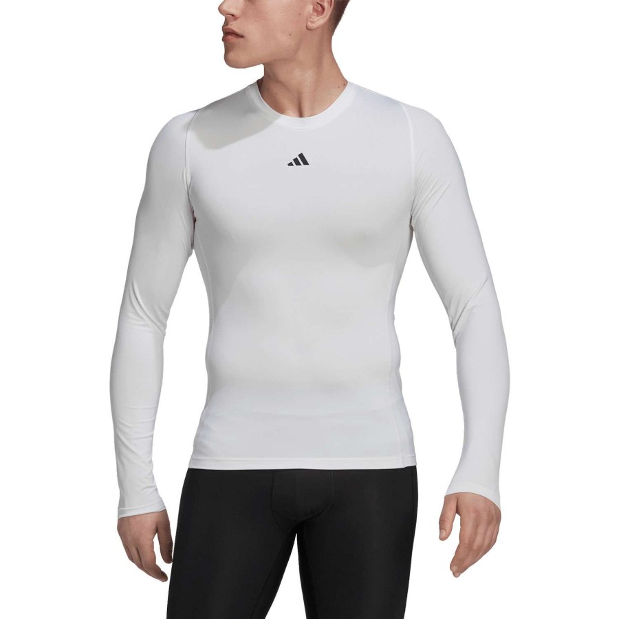 Apparel * | Excellent Quality Adidas Men'S Techfit Long-Sleeve Top White