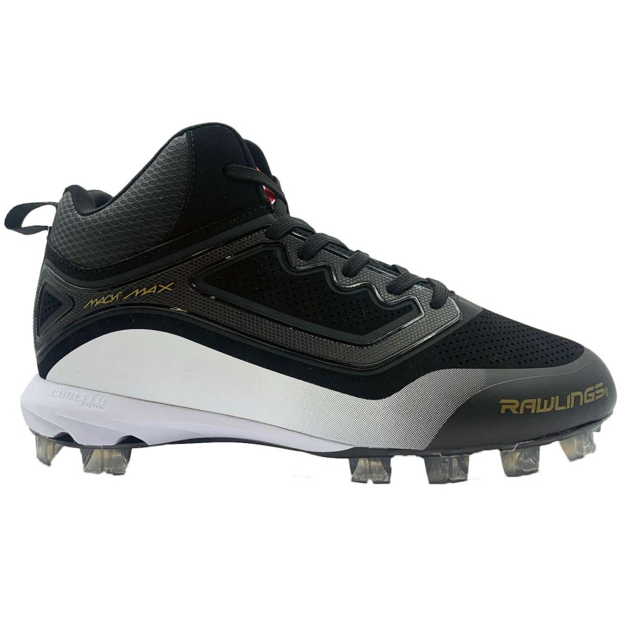 Footwear * | Outlet Rawlings Curve Mid Men'S Baseball Cleats Black Combo