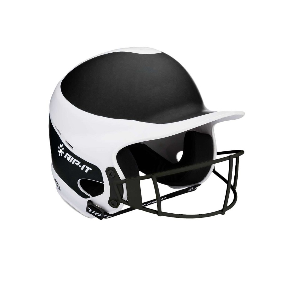 Sports * | Clearance Rip-It Vision Pro Matte Two-Tone Youth'S Softball Batting Helmet Black/White