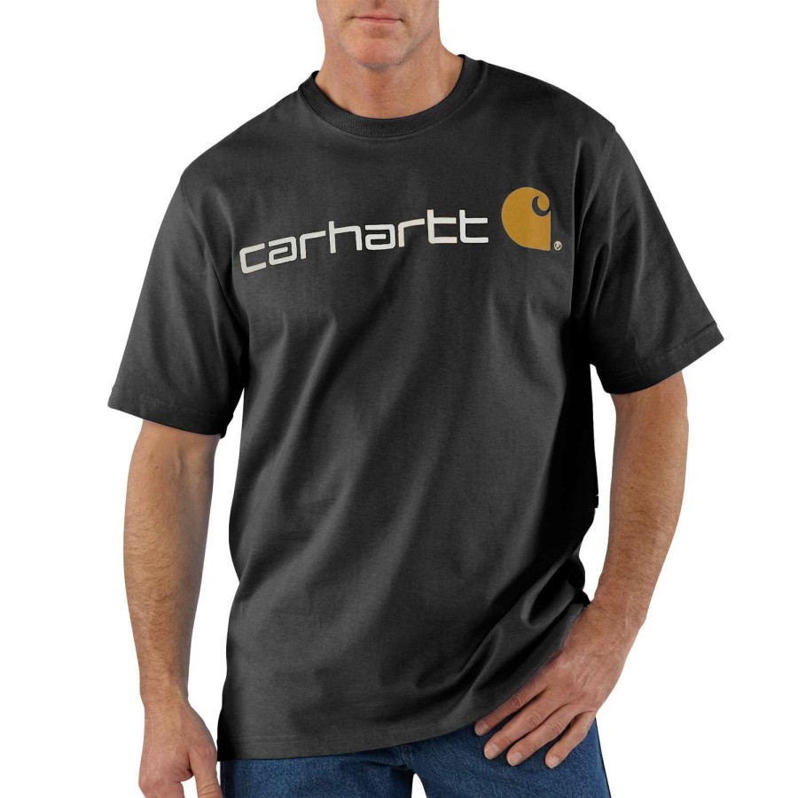 Apparel * | Outlet Carhartt Men'S Loose-Fit Short-Sleeve Logo Graphic Tee Black