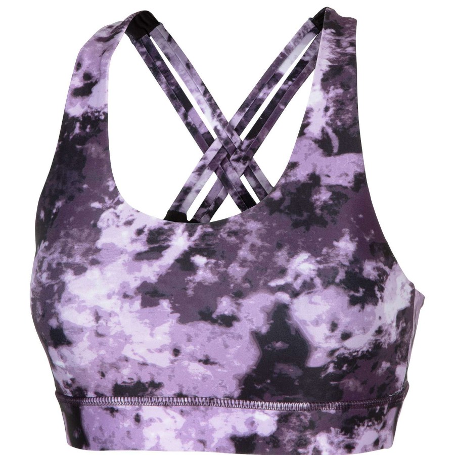 Apparel * | Excellent Quality Activ8 Women'S Crossover Back Sports Bra Purple Print