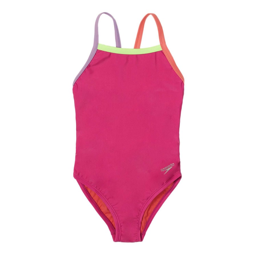 Apparel * | Fashion Speedo Girls' Solid Propel Back One-Piece Swimsuit Rose