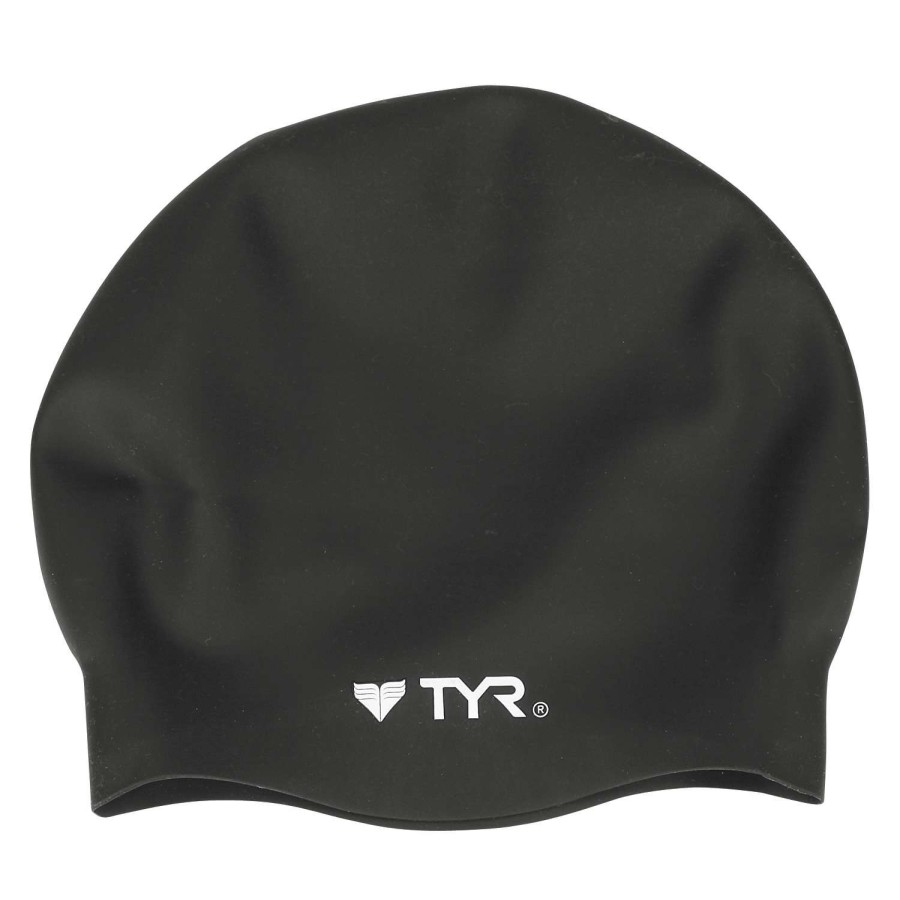 Outdoors * | Discounts Tyr Silicone Swim Cap Black