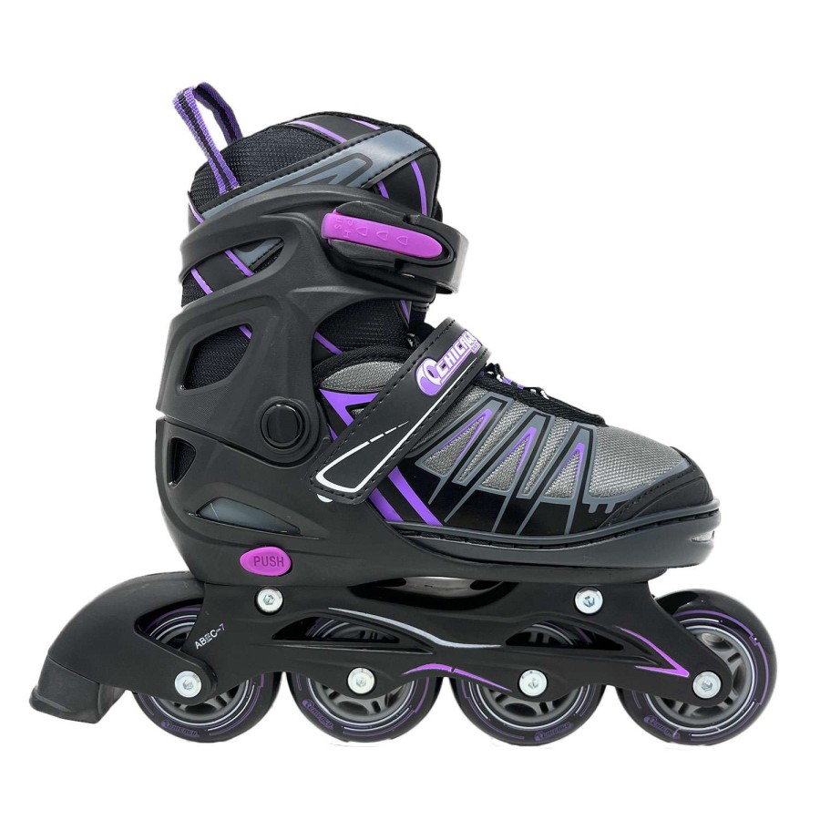 Games & Toys * | Cut Price Chicago Girls' Adjustable Inline Skates Black/Purple