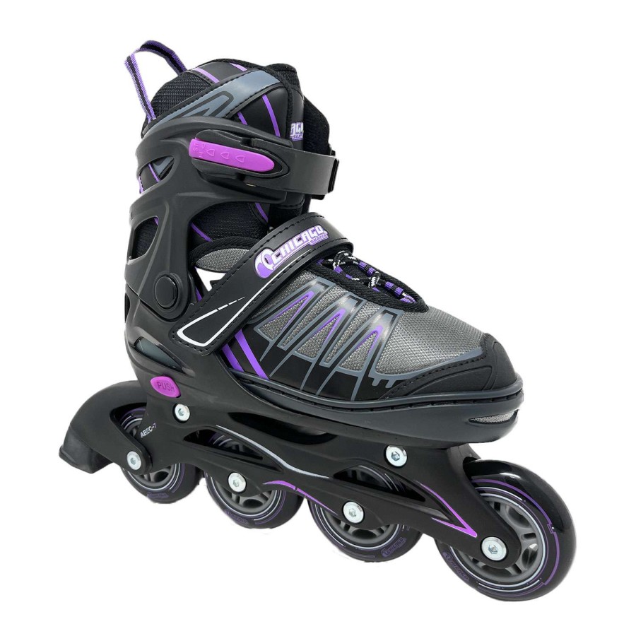 Games & Toys * | Cut Price Chicago Girls' Adjustable Inline Skates Black/Purple